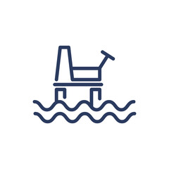 Sea oil plant thin line icon. Shore, onshore, technology isolated outline sign. Oil and gas industry concept. Vector illustration symbol element for web design and apps