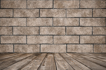 room with brick wall