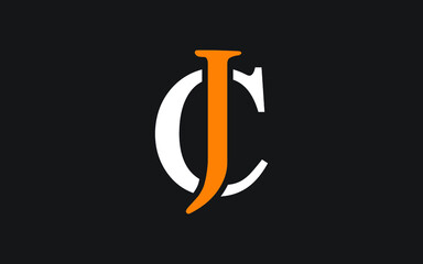CJ or JC Letter Initial Logo Design, Vector Template