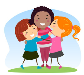 Stickman Kids Girls Social Skills Illustration
