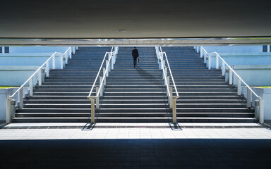 Businessman climbing stairs