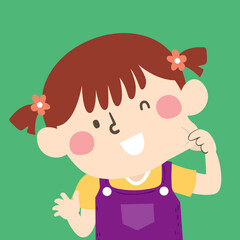 Kid Girl Pinching Cheek Illustration