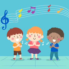 Kids Clapping Beat Music Illustration