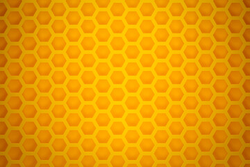 3d illustration of a yellow honeycomb monochrome honeycomb for honey. Pattern of simple geometric...