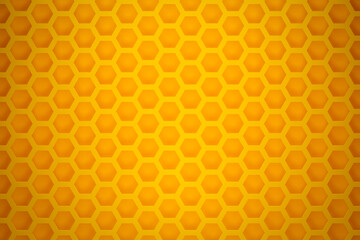 3d illustration of a yellow honeycomb monochrome honeycomb for honey. Pattern of simple geometric hexagonal shapes, mosaic background. Bee honeycomb concept, Beehive