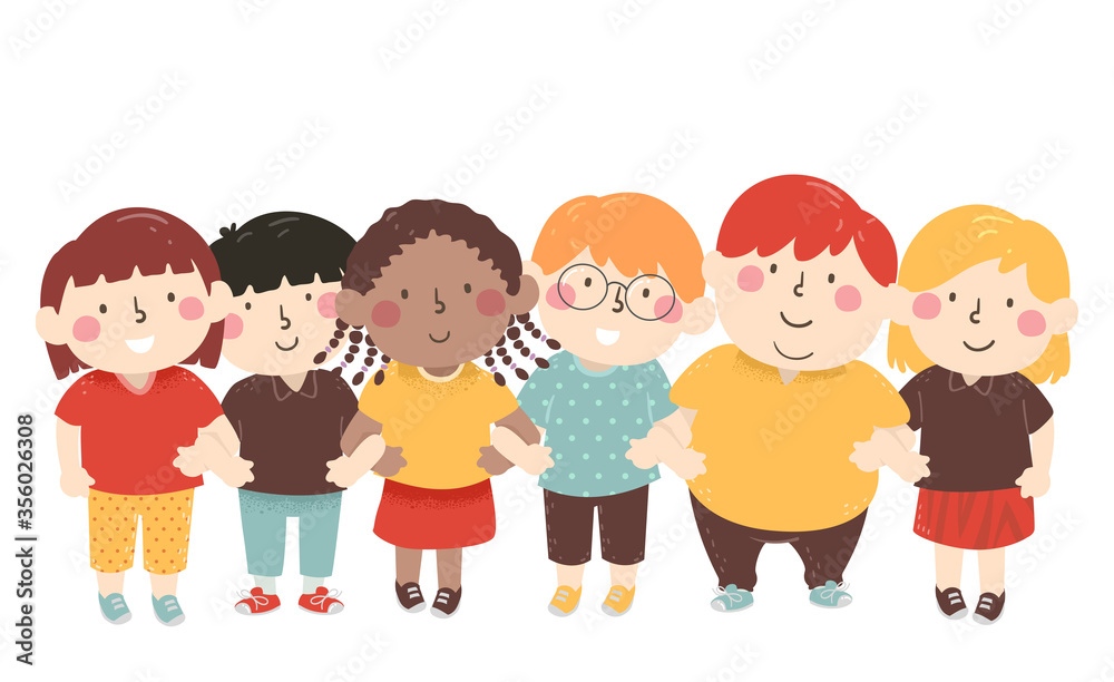 Canvas Prints kids crossed arms diversity unity illustration