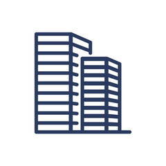 Commercial skyscrapers thin line icon. Work, city, office isolated outline sign. Buildings and urban architecture concept. Vector illustration symbol element for web design and apps
