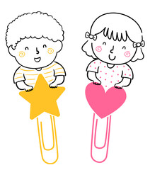 Kids Doodles Paper Clips Star Heart Illustration
