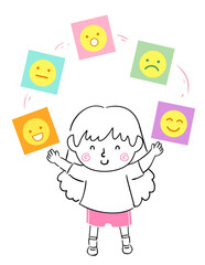 Kid Girl Balanced Emotional Quotient Illustration