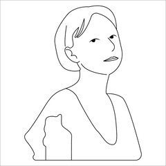 woman wearing pink cloth half body outline vector illustration