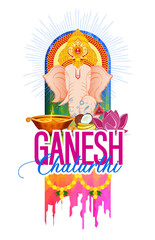 vector illustration of Lord Ganpati caricature background for Ganesh Chaturthi festival of India