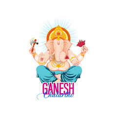 vector illustration of Lord Ganpati caricature background for Ganesh Chaturthi festival of India