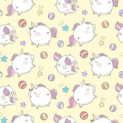 Hand drawn Unicorns seamless pattern background