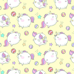 Hand drawn Unicorns seamless pattern background