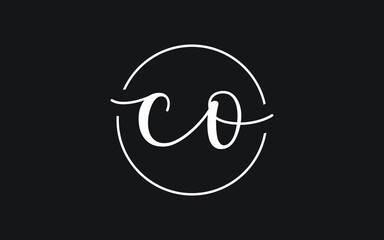 co or oc Cursive Letter Initial Logo Design, Vector Template