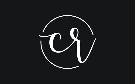 cr or rc Cursive Letter Initial Logo Design, Vector Template