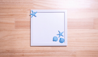 白いフレームと貝殻
