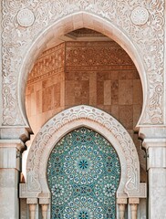 Vertical shot of Hassan II Mosque in Casablanca, Morocco - obrazy, fototapety, plakaty