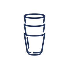 Glasses for water thin line icon. Stack, dish, drinking isolated outline sign. Fresh water, aqua, healthcare concept. Vector illustration symbol element for web design and apps