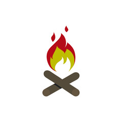 Bonfire vector icon, flat design.