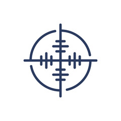 Shutter aim thin line icon. Focus, crosshair, target isolated outline sign. Accuracy, opportunity, strategy concept. Vector illustration symbol element for web design and apps