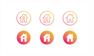 Stay at home. Set of coronavirus prevention isolated icons on white background. Flat icons with home silhouette
