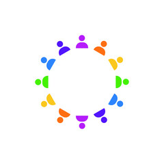 The contours of human icons in a circle, a symbol of the diversity of nations, races and their unity. Vector illustration, flat cartoon design, eps 10.