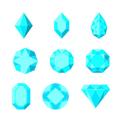 Set Gemstones rubies crystal Illustration Vector