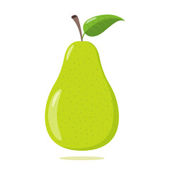 Green pear isolated on white background. Vector illustration. Cut green pear