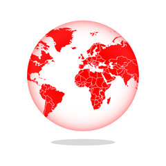 Red Transparent Globe Earth World Map Illustration Vector