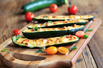 überbackene zucchini mit hackfleisch und käse