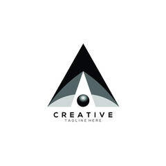 triangle and globe logo gradient black color design template