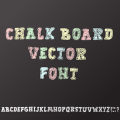 Handwritten vector chalked alphabet. Imitation texture of chalk. Modern hand drawn bold font. Vector illustration.