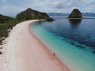 The beautiful long pink beach in Labuan Bajo, Komodo National Park, Indonesia