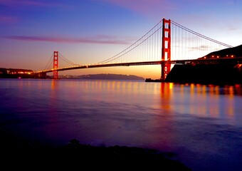 Fototapeta na wymiar Long exposure of the golden gate bridge at dusk