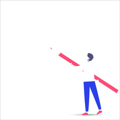 Little man with a big pencil. Vector illustration, flat cartoon design, eps 10.