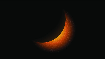 Sun Eclipse Orange Fire Dark Background Vector Moon