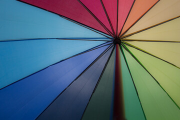 Rainbow colors on an Umbrella. Colors of LGBT pride flag.