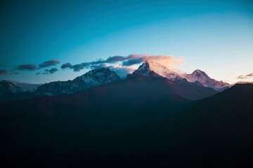 Beautiful Annapurna mountains view from Poon Hill viewpoint, Nepal