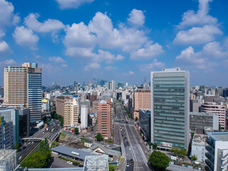 Fototapeta premium 航空撮影した夏の名古屋市の街風景