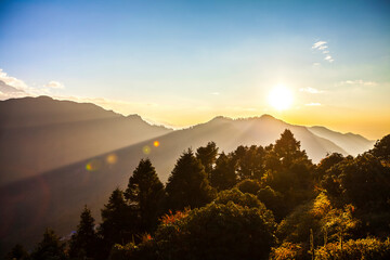 Beautiful Annapurna mountains view from Poon Hill viewpoint, Nepal