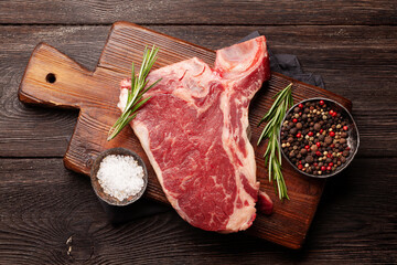 Raw T-bone beef steak