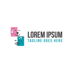 Cute face of Dog and Cat icon isolated on white background