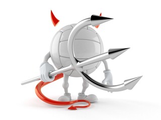 Volley ball character with devil horns and pitchfork