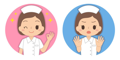 看護師のアイコンセット(OK, NO)