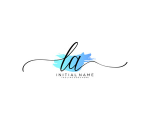 L A Initial handwriting logo vector