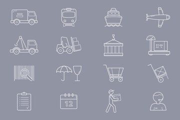 Delivery Icons set - Vector outline symbols of shipping, service, transportation, logistics for the site or interface
