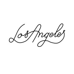 Los Angeles handwritten inscription. City name hand drawn lettering isolated on white background. Calligraphic element for your design. Vector illustration.