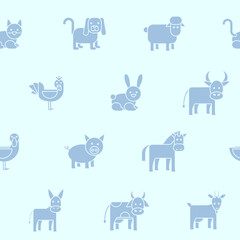Domestic animal - Vector background (seamless pattern) of silhouettes pets for graphic design