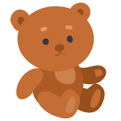 bear toy, flat, isolated object on a white background, vector illustration,